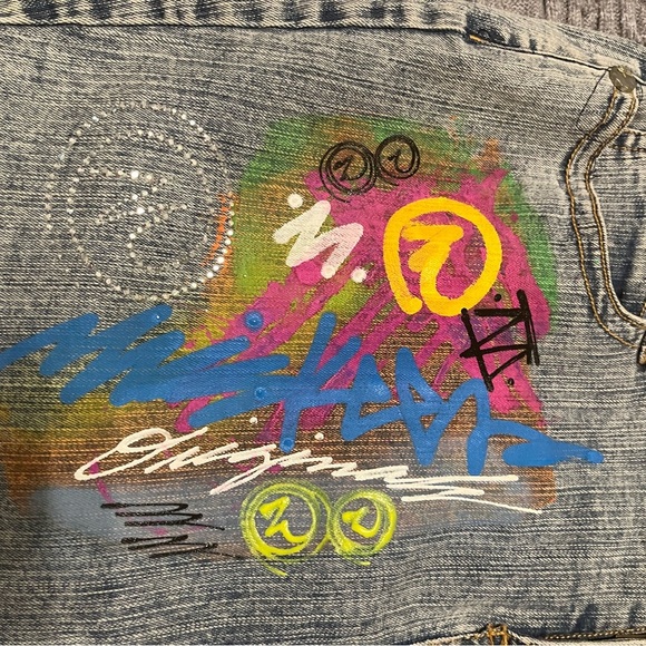 Y2K Miskeen Jean Skirt Blue Sz 16 Skater Streetwear Hip Hop 90s vintage - Picture 2 of 4
